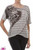 Striped top with floral print front and side rhinestones