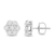 14 Karat White Gold 1.0 Carat Total Weight Prong Set Round-Cut Diamond Floral Stud Earrings 