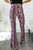 Pink Flowers Print Bell Bottoms