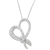 10 Karat White Gold 1 Carat Total Diamond Weight Round Cut Diamond Heart and Bow Pendant Necklace 