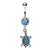 316L Stainless Steel Ocean Blue Scales Turtle Dangle Navel Ring