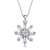 Collette Z Rhodium Plated Round Cubic Zirconia Flower Pendant Necklace