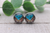 Turquoise & Cow Chevron | Glass Stud Earrings | Hypoallergenic