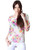 Floral Printed High Low Chiffon Blouse with Cuffed Sleeves