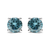 14K Gold 1/2 Cttw Aqua Blue Diamond Screw-Back 4-Prong Classic Stud Earrings (Color Treated, I2-I3)