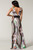 Low V-cut unique printed maxi dress
