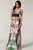 Low V-cut unique printed maxi dress