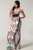 Low V-cut unique printed maxi dress