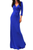 Quarter Sleeves Faux Wrap Maxi Dress Blue