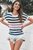 Camel Crew Neck Striped Knitted Top