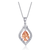 Collette Z Sterling Silver peach Teardrop White Cubic Zirconia Pendant