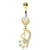 Gold Heart and Shooting Star Dangle Navel Ring