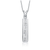 Collette Z Sterling Silver with Rhodium Plated Clear Princess Cubic Zirconia Bar Pendant Necklace
