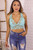 Lucy Adjustable Double Strap Flower Crochet Bralette Mint