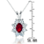 Collete Z Cubic Zirconia Sterling Silver Rhodium Plated Ruby Flower Shape Drop Pendant