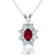Collete Z Cubic Zirconia Sterling Silver Rhodium Plated Ruby Flower Shape Drop Pendant