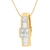 14 Karat Yellow Gold 1 1/10 Carat Total Diamond Weight Baguette and Princess Cut Overlapping Diamond Drop Pendant Necklace 