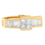 14 Karat Yellow Gold 1 1/10 Carat Total Diamond Weight Baguette and Princess Cut Overlapping Diamond Drop Pendant Necklace 