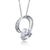 Collette Z Sterling Silver with Rhodium Plated Clear Pear Solitaire with Round Cubic Zirconia Accent Drop Necklace