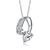 Collette Z Sterling Silver with Rhodium Plated Clear Pear Solitaire with Round Cubic Zirconia Accent Drop Necklace