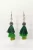 Green Ombre Pave Triple Tassel Earrings