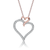Collette Z Rose Plated Sterling Silver Cubic Zirconia Double Heart Necklace