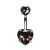 Internally Threaded 316L Stainless Steel Prong Set Vitrail Medium Heart Navel Ring