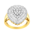 10K Yellow Gold 1.0 Cttw Round and Baguette Cut Diamond Oval Shaped Cluster Ring (I-J Color, I1-I2 Clarity)