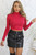 Lizette Long Sleeves Ribbed Mock Neck Top Hot Pink