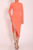 Turtleneck with Asymmetric Slit Design Midi Length Dress Coral