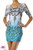Torquiose Sublimation print mini dress with open shoulders