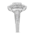 14K White Gold 1.0 Cttw Round & Baguette Cut Diamond Floral Cluster Quatrefoil Channel Set Band Cocktail Statement Ring (H-I Color, SI2-I1 Clarity)
