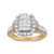 14K Yellow and White Gold 1.00 Cttw Princess and Round Cut Emerald Shaped Halo Diamond Cluster Ring (SI1-SI2 Clarity, H-I Color)
