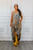 Walking Flames Flow Multi Color Leopard Flames Print Maxi Dress with Side Pockets