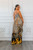 Walking Flames Flow Multi Color Leopard Flames Print Maxi Dress with Side Pockets