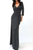Quarter Sleeves Faux Wrap Maxi Dress Charcoal
