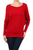 Long Sleeve Dolman Basic Tunic Top Red