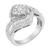 14K White Gold 1.0 Cttw Baguette & Brilliant-Cut Diamond Round Floral Cluster Engagement or Fashion Ring with Swirl Wrapped Triple Row Band (H-I Color, SI2-I1 Clarity)