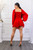 Strawberry Cutout Smocked Ruffle Trim Balloon Sleeves Mini Dress