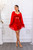 Strawberry Cutout Smocked Ruffle Trim Balloon Sleeves Mini Dress