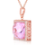Collette Z Rose Plated Sterling Silver Pink Cubic Zirconia Square Necklace