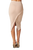 Nude Asymmetrical Skirt With Faux Leather Front