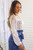 Serilda Long Sleeves Stripe Floral Wrap Bodysuit White