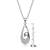 Collete Z C.Z. Sterling Silver Rhodium Plated Oval Shape Micro Setting Pendant