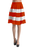 Pleated Color Block Skirt with Elasticized Waist band Orange