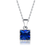 Collette  Z Sterling Silver Square Blue Cubic Zirconia Pendant