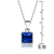 Collette  Z Sterling Silver Square Blue Cubic Zirconia Pendant