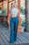 Fuzzy Stripe Sweater Cardigan with Pockets Rust
