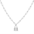 .925 Sterling Silver 1/10 Cttw Round Diamond Lock Pendant Paperclip Chin Necklace (H-I Color, SI1-SI2 Clarity)