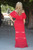 Ruffle Off The Shoulder Maxi Red Dress with Sheer Details